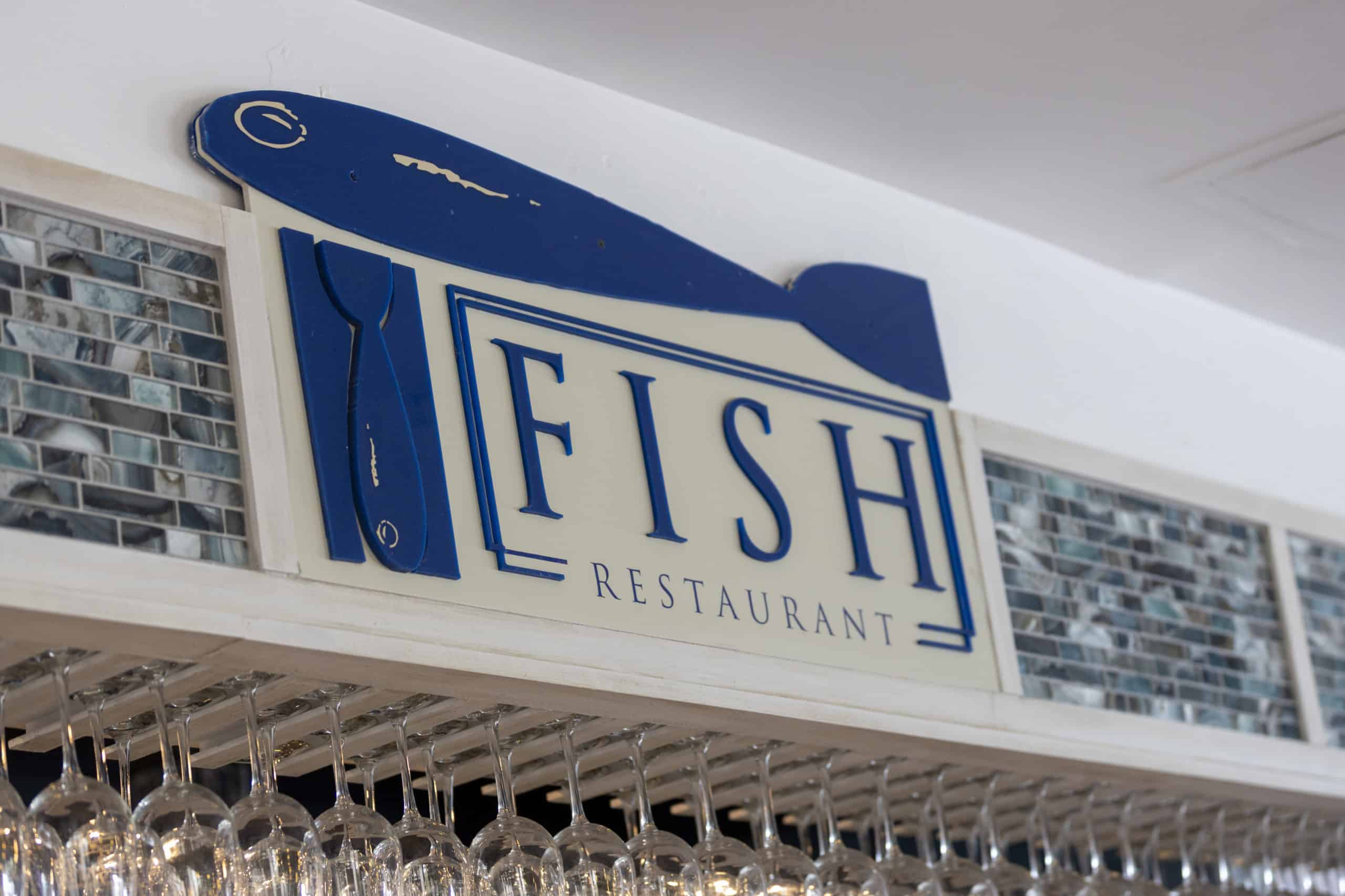 The waterfront entrance and bar at FISH Restaurant on Venetian Bay, Naples